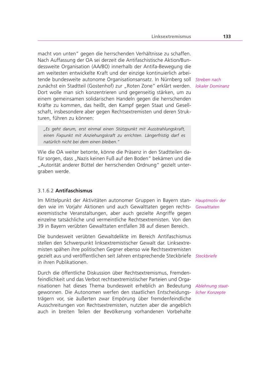 Seite 133 des Verfassungsschutzbericht 2000 Bayern