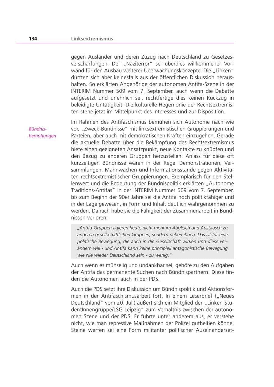 Seite 134 des Verfassungsschutzbericht 2000 Bayern