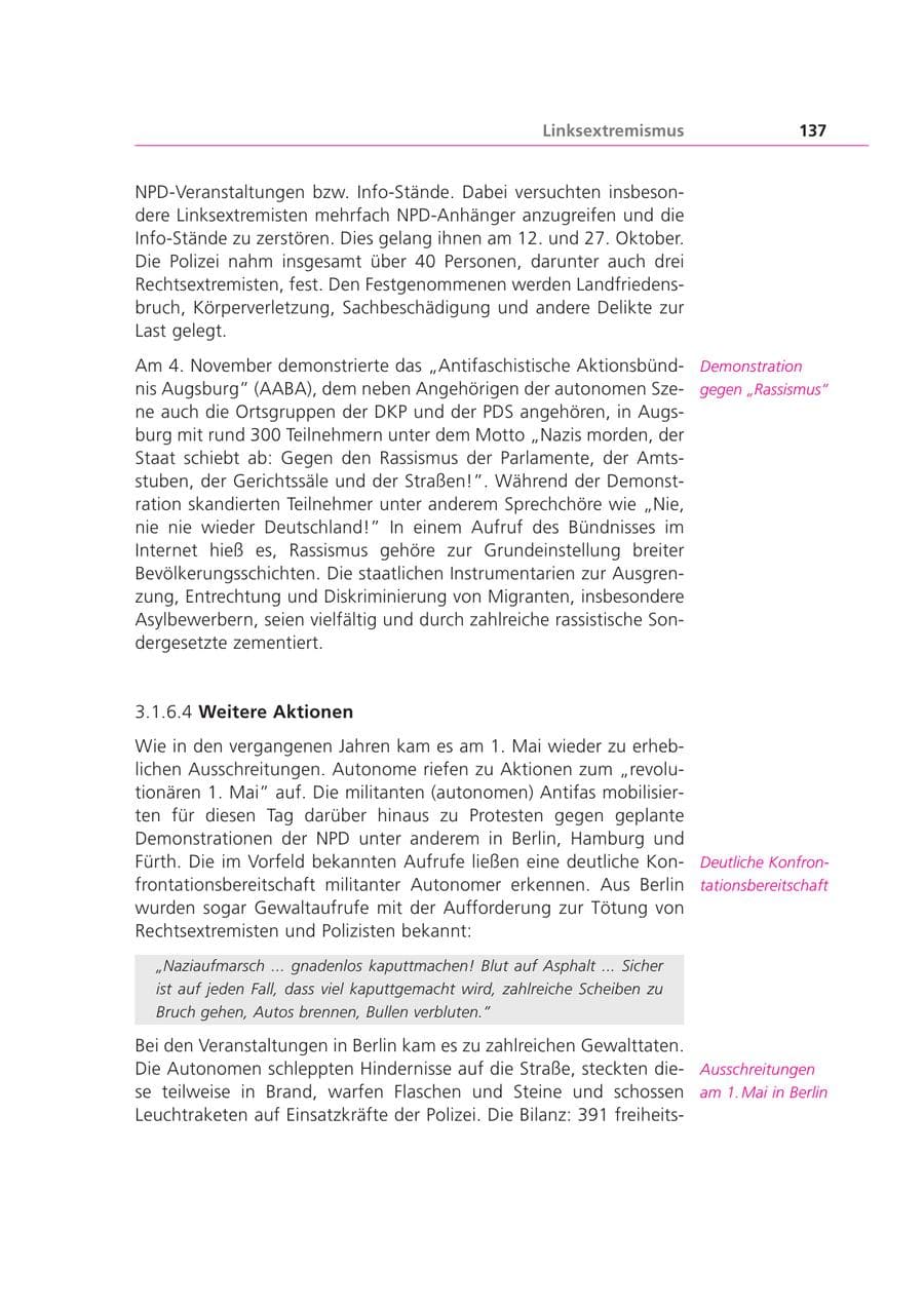 Seite 137 des Verfassungsschutzbericht 2000 Bayern
