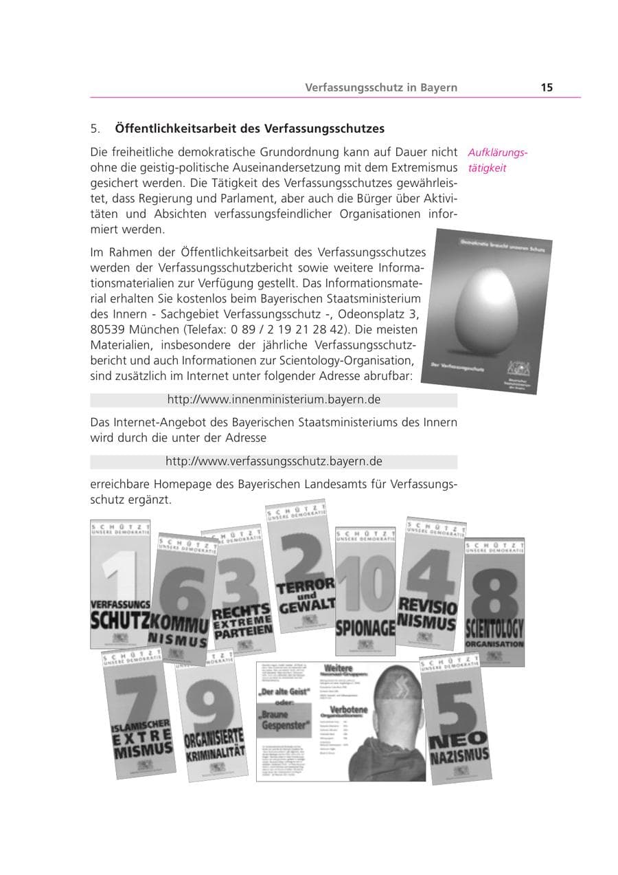 Seite 15 des Verfassungsschutzbericht 2000 Bayern