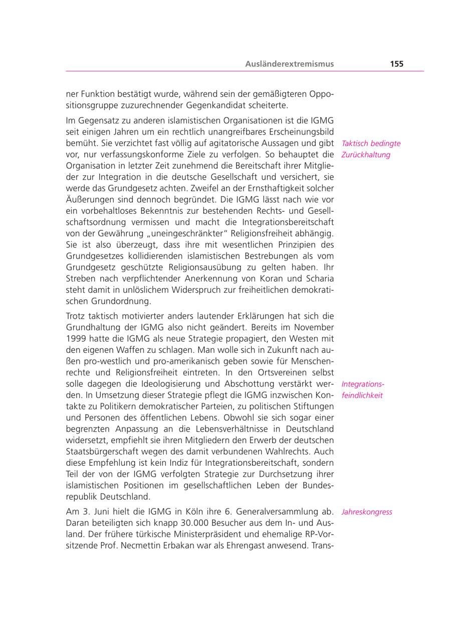 Seite 155 des Verfassungsschutzbericht 2000 Bayern