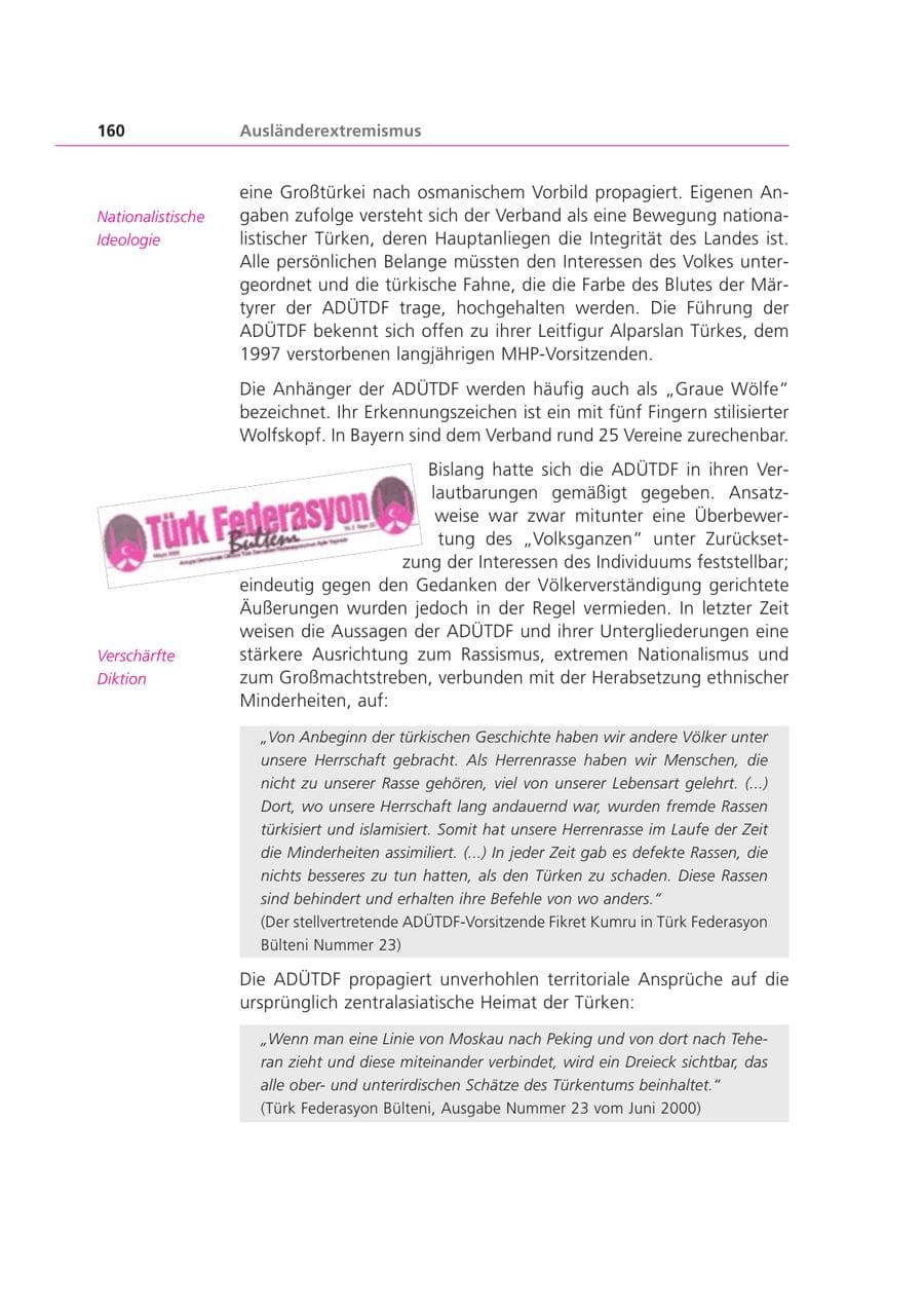 Seite 160 des Verfassungsschutzbericht 2000 Bayern