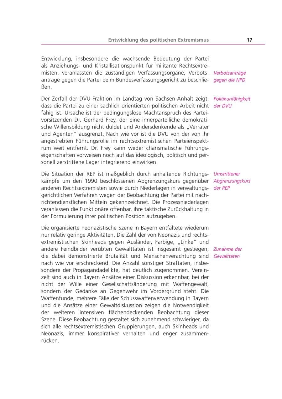 Seite 17 des Verfassungsschutzbericht 2000 Bayern