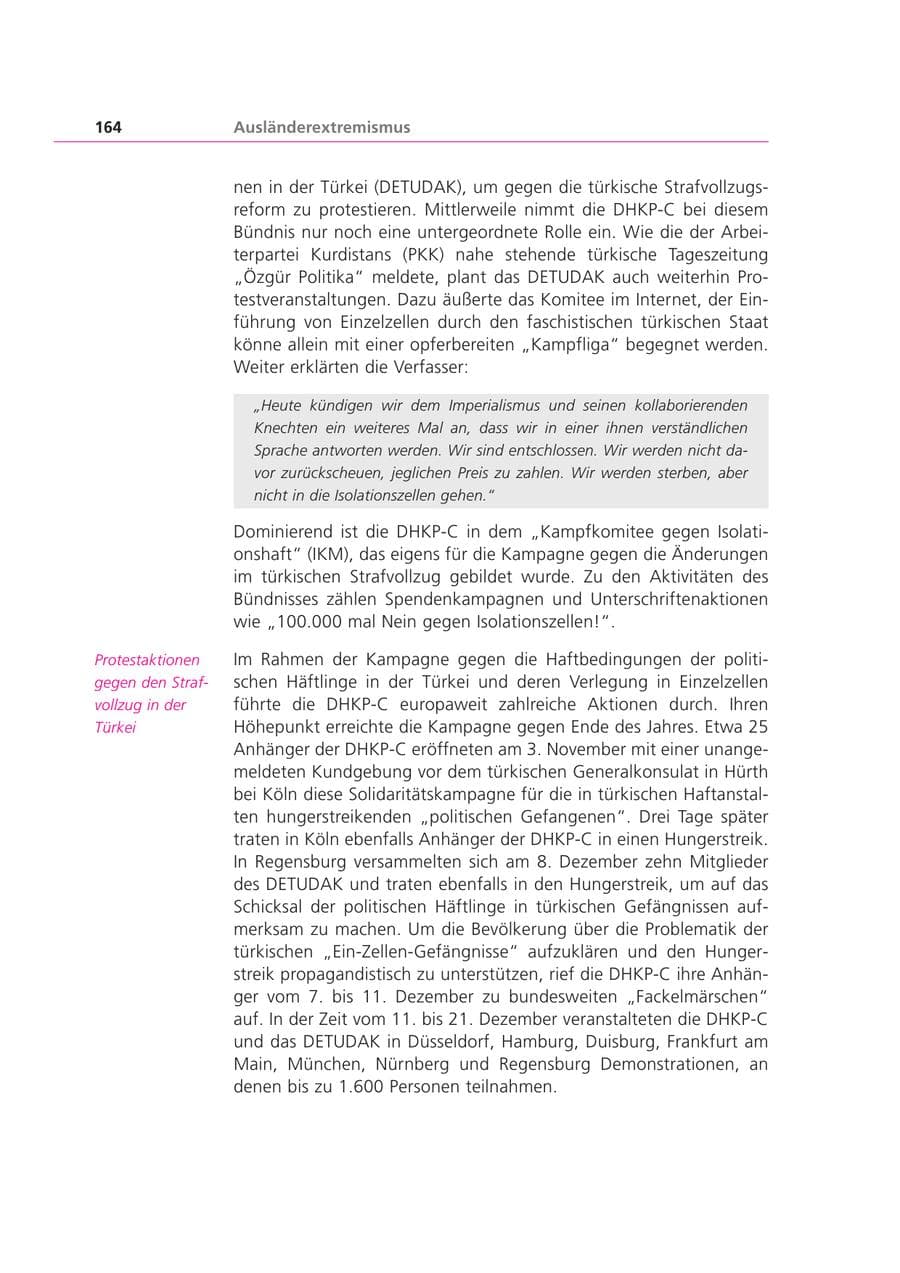 Seite 164 des Verfassungsschutzbericht 2000 Bayern