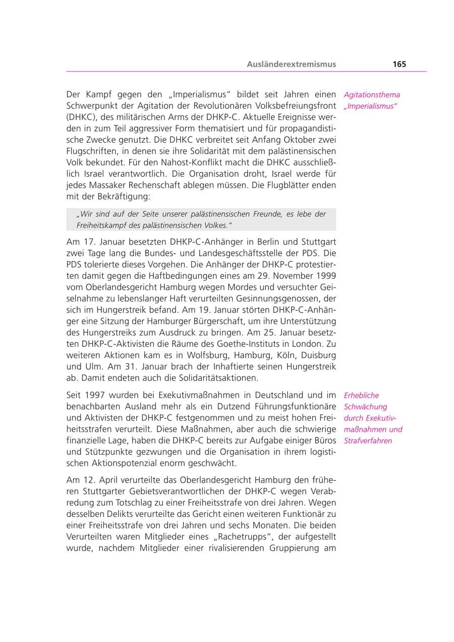 Seite 165 des Verfassungsschutzbericht 2000 Bayern