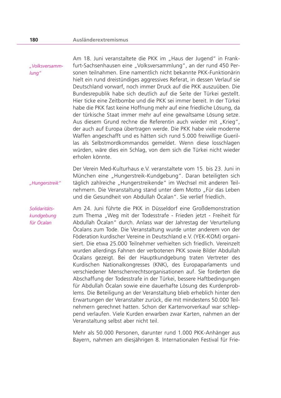 Seite 180 des Verfassungsschutzbericht 2000 Bayern