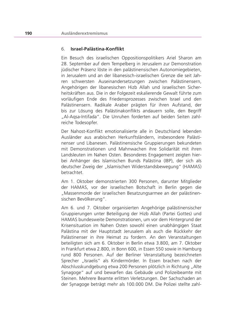 Seite 190 des Verfassungsschutzbericht 2000 Bayern