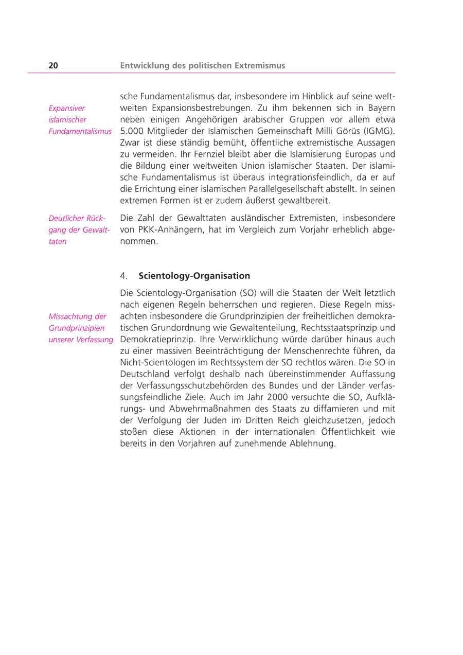 Seite 20 des Verfassungsschutzbericht 2000 Bayern