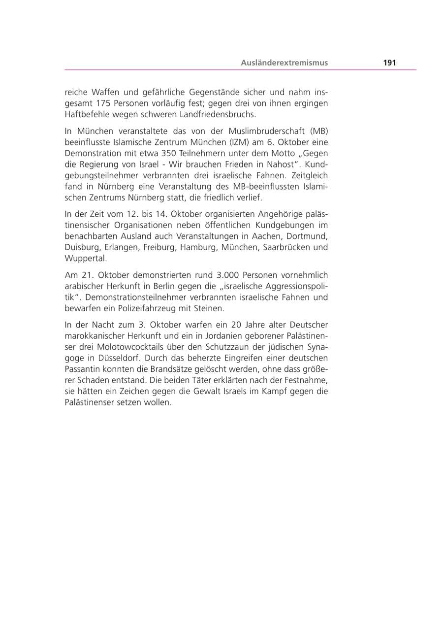 Seite 191 des Verfassungsschutzbericht 2000 Bayern
