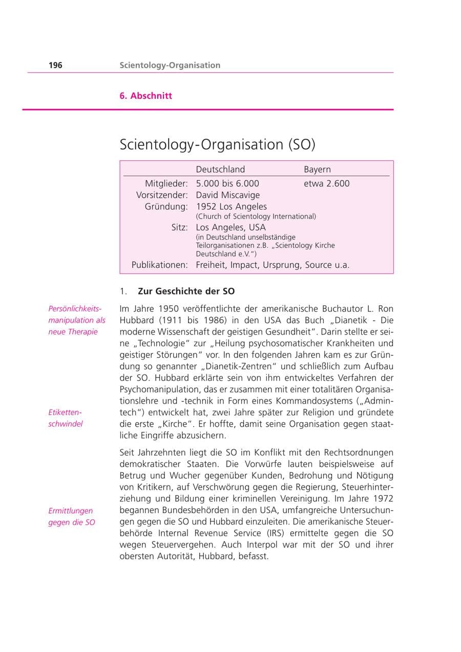 Seite 196 des Verfassungsschutzbericht 2000 Bayern