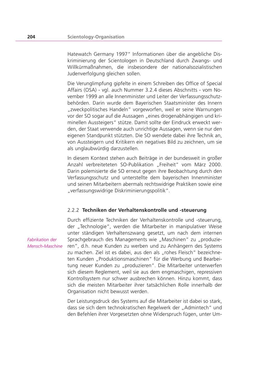 Seite 204 des Verfassungsschutzbericht 2000 Bayern