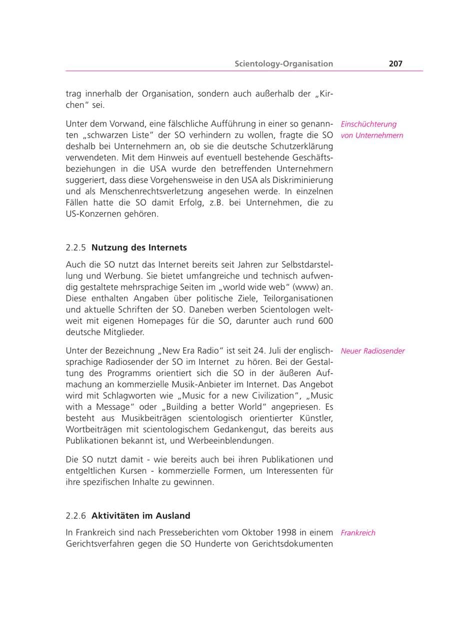 Seite 207 des Verfassungsschutzbericht 2000 Bayern