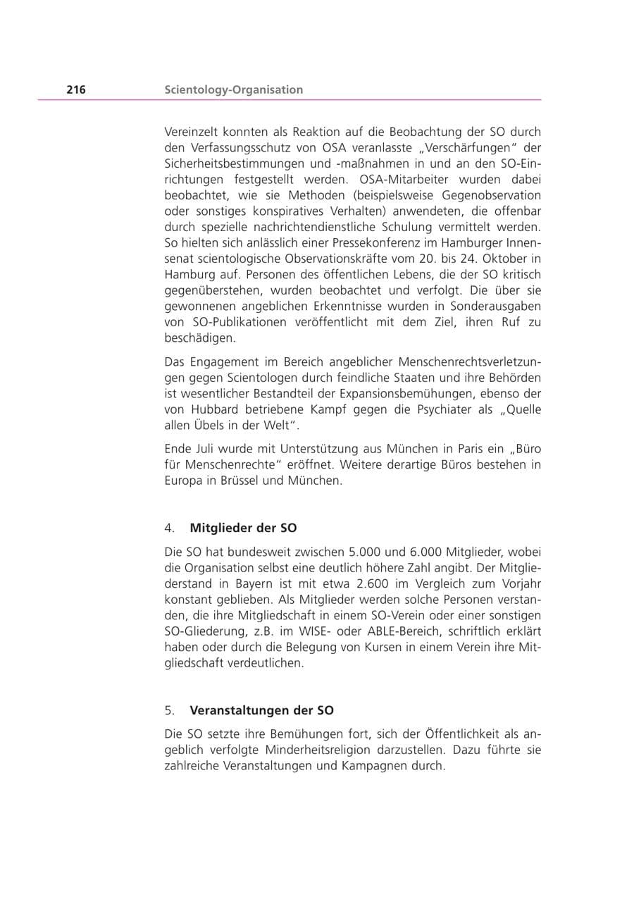 Seite 216 des Verfassungsschutzbericht 2000 Bayern