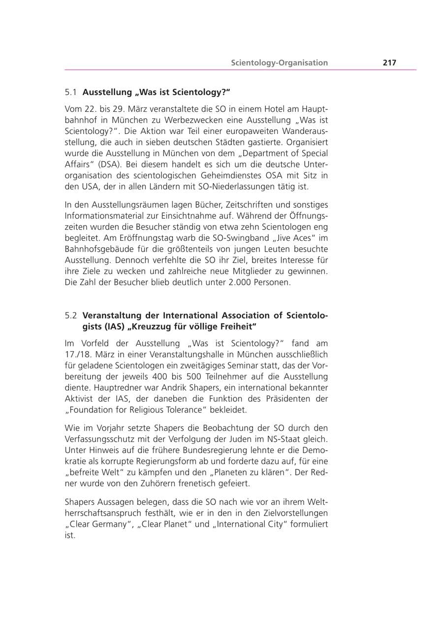 Seite 217 des Verfassungsschutzbericht 2000 Bayern