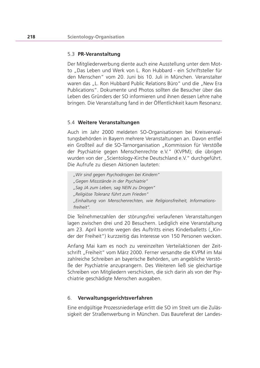 Seite 218 des Verfassungsschutzbericht 2000 Bayern
