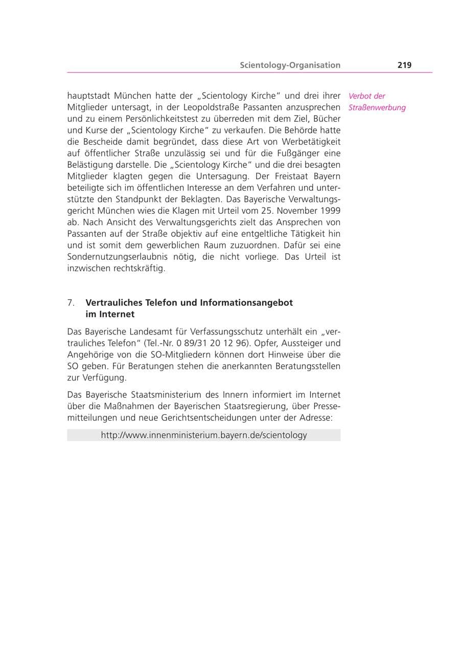 Seite 219 des Verfassungsschutzbericht 2000 Bayern