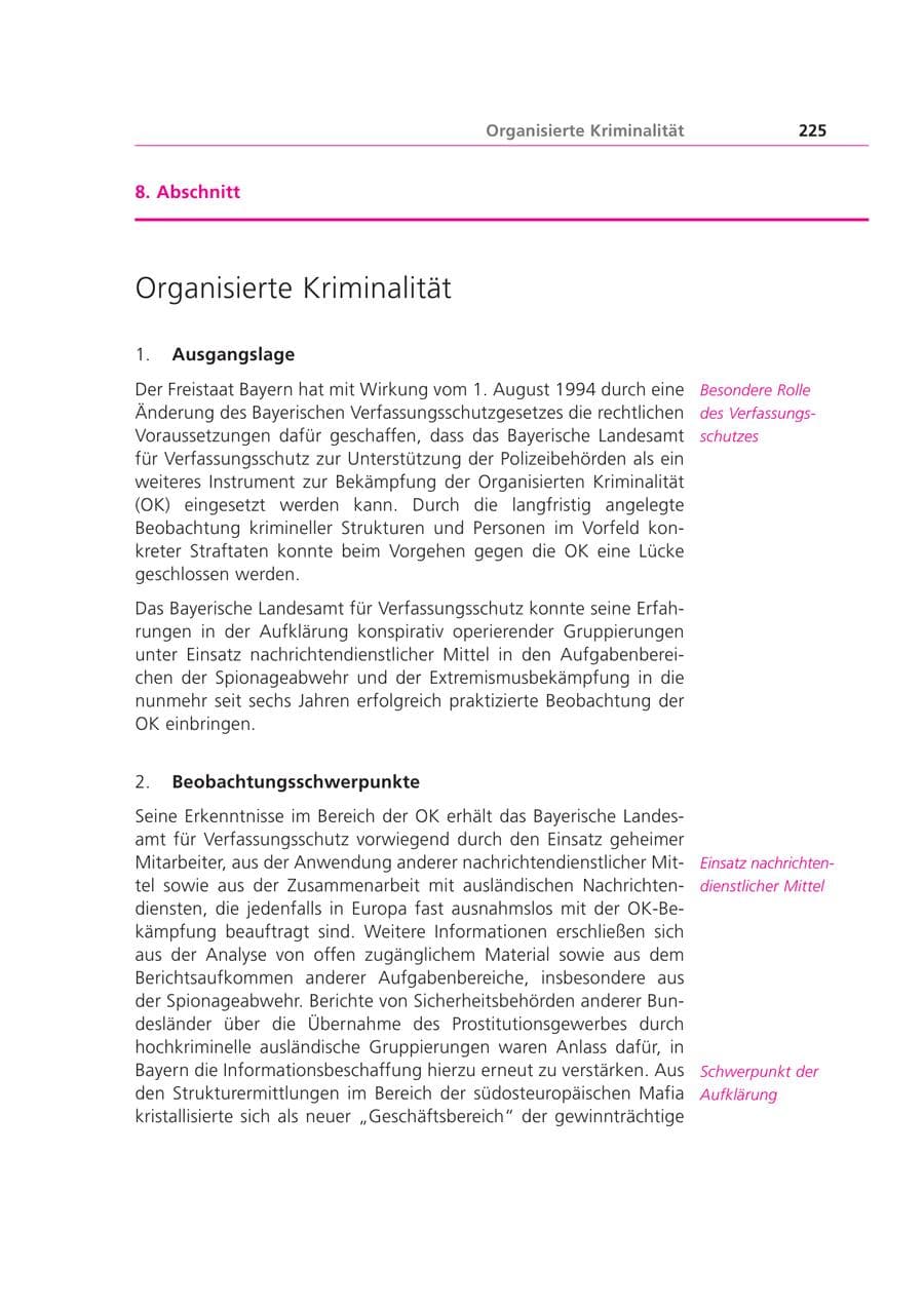 Seite 225 des Verfassungsschutzbericht 2000 Bayern