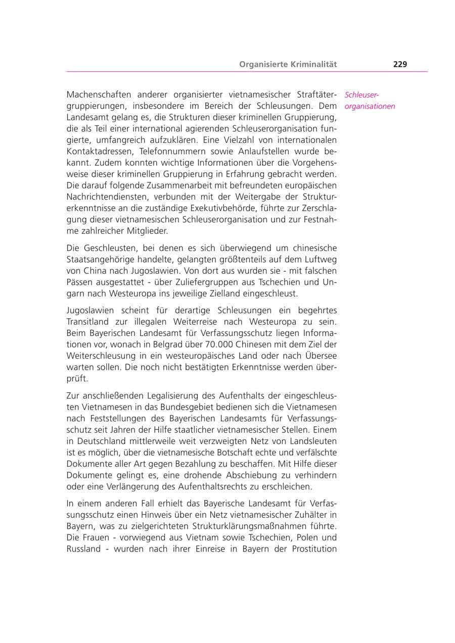 Seite 229 des Verfassungsschutzbericht 2000 Bayern