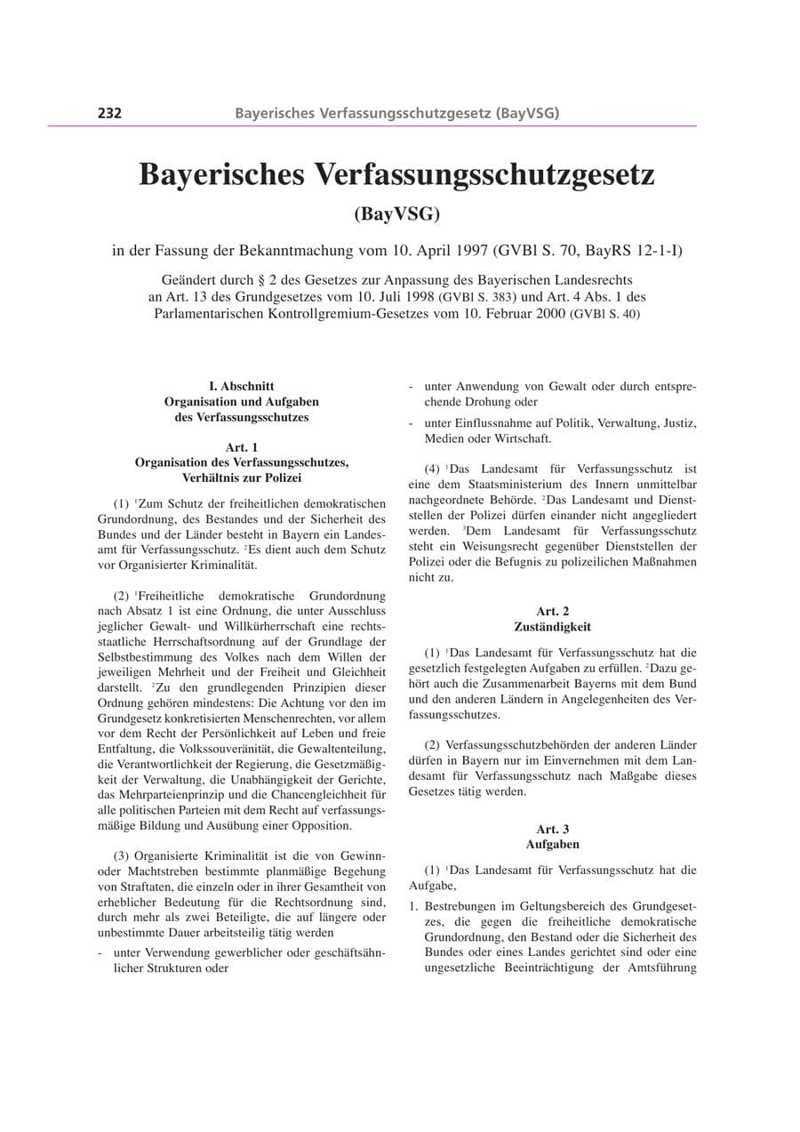 Seite 232 des Verfassungsschutzbericht 2000 Bayern