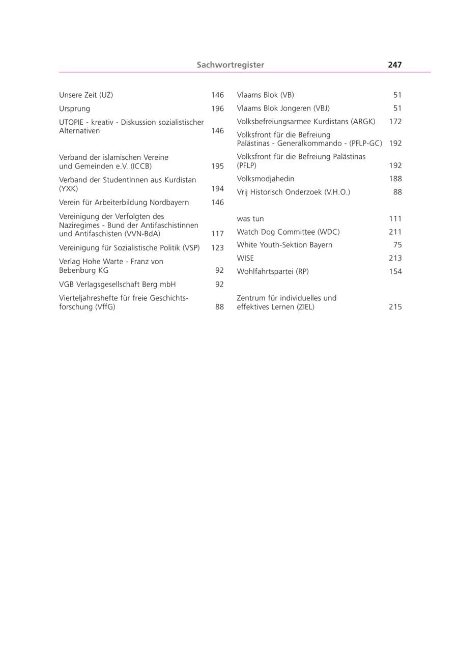 Seite 247 des Verfassungsschutzbericht 2000 Bayern