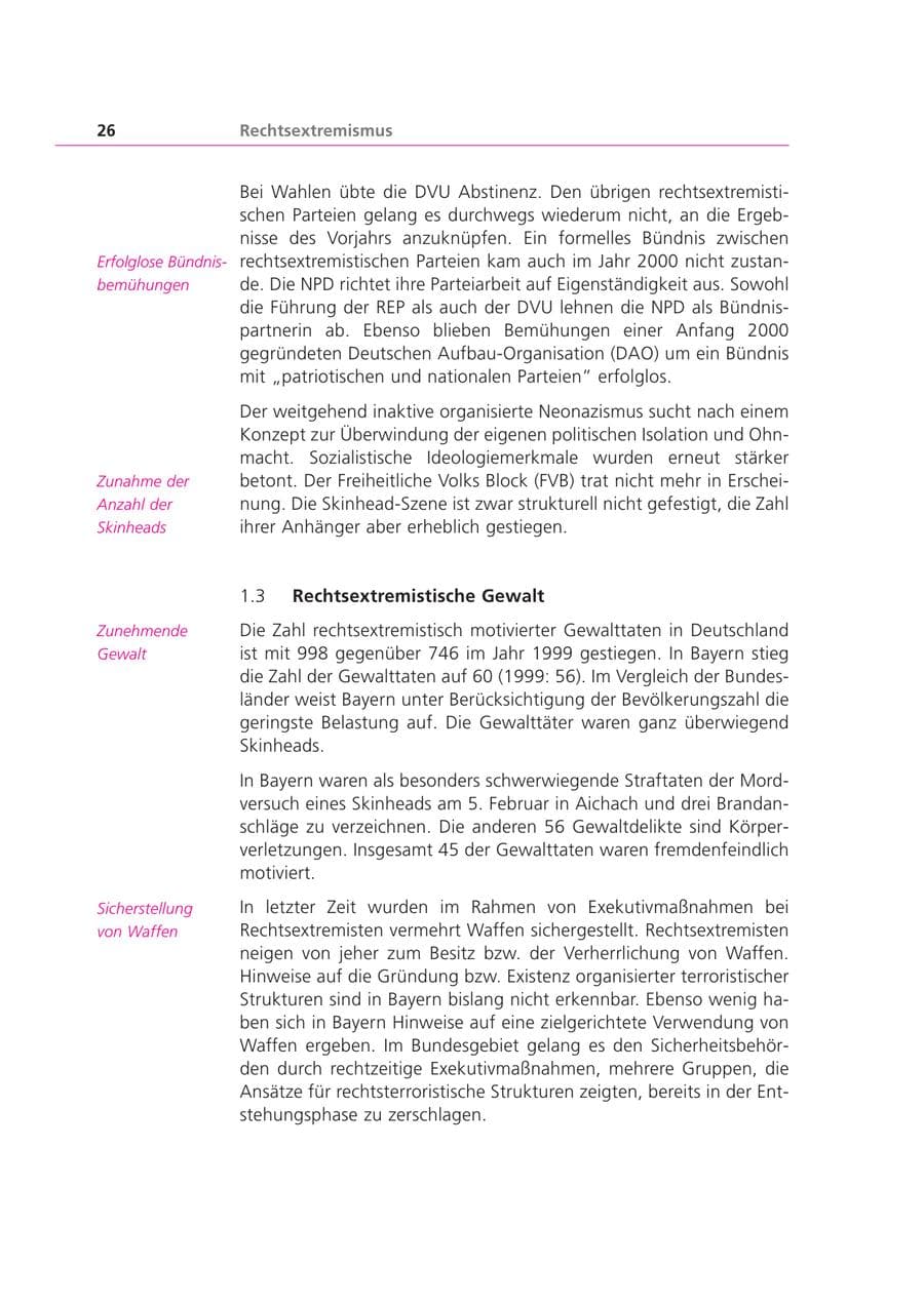 Seite 26 des Verfassungsschutzbericht 2000 Bayern