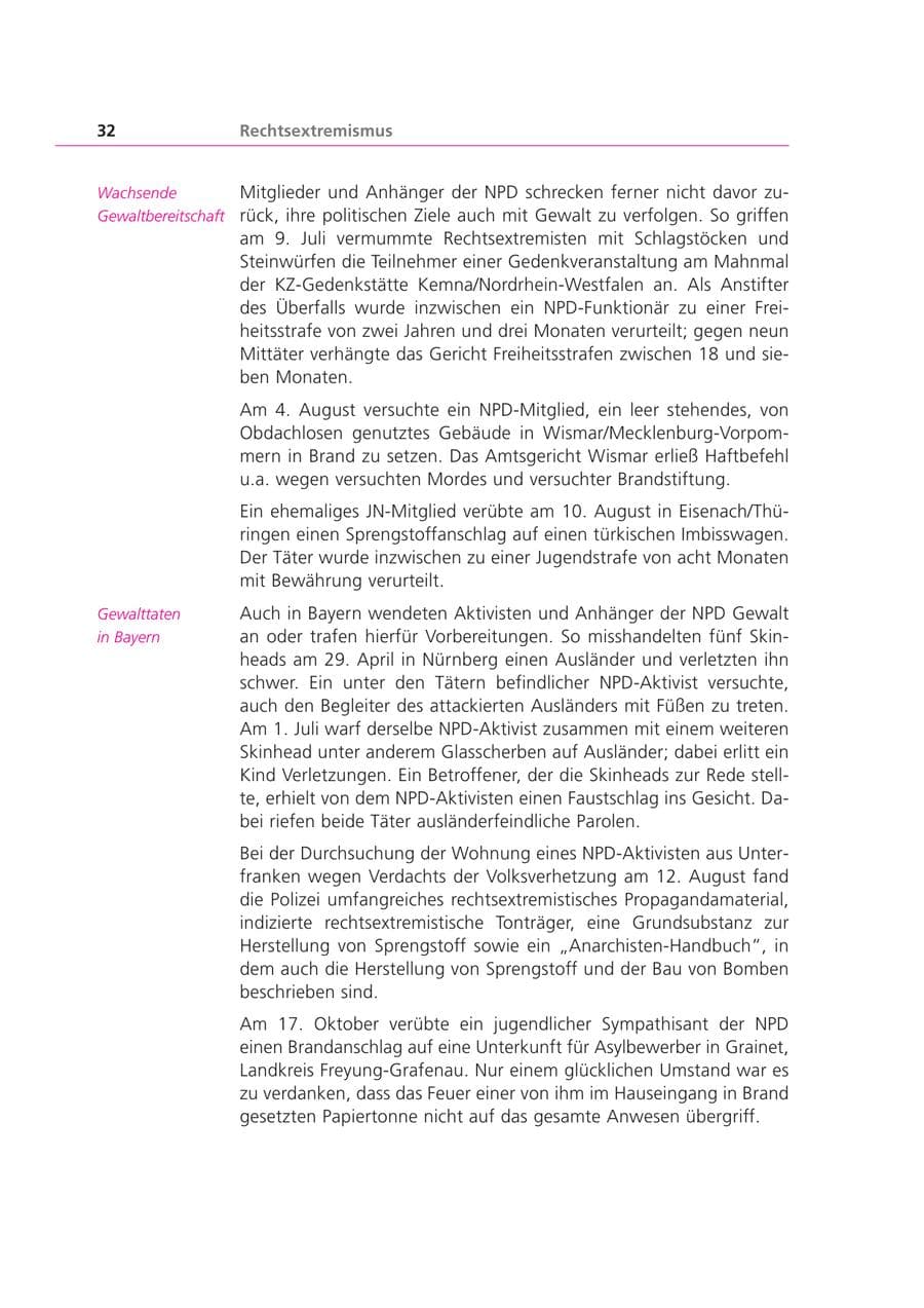 Seite 32 des Verfassungsschutzbericht 2000 Bayern