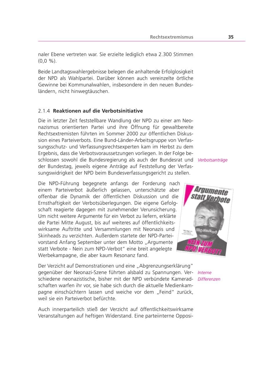 Seite 35 des Verfassungsschutzbericht 2000 Bayern