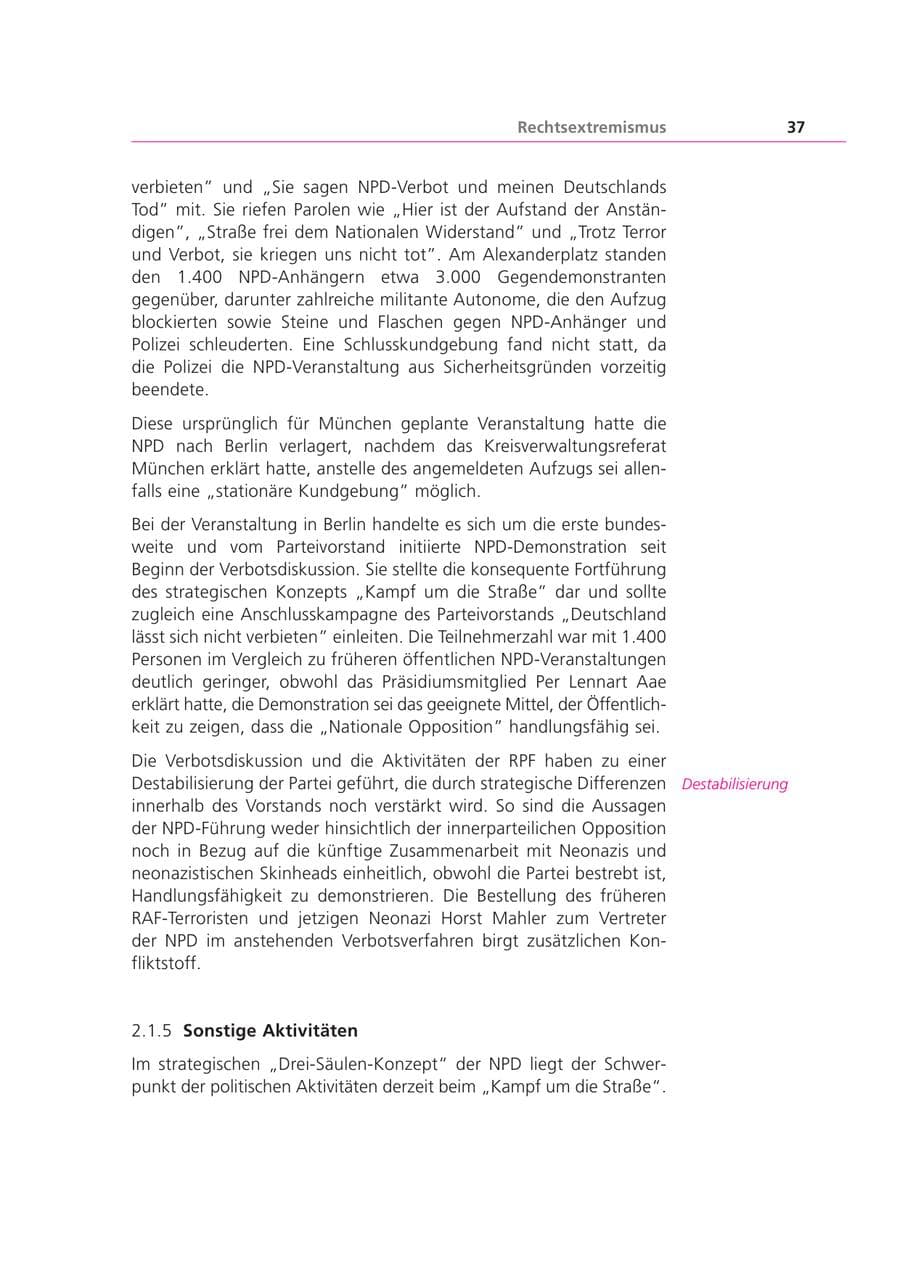 Seite 37 des Verfassungsschutzbericht 2000 Bayern