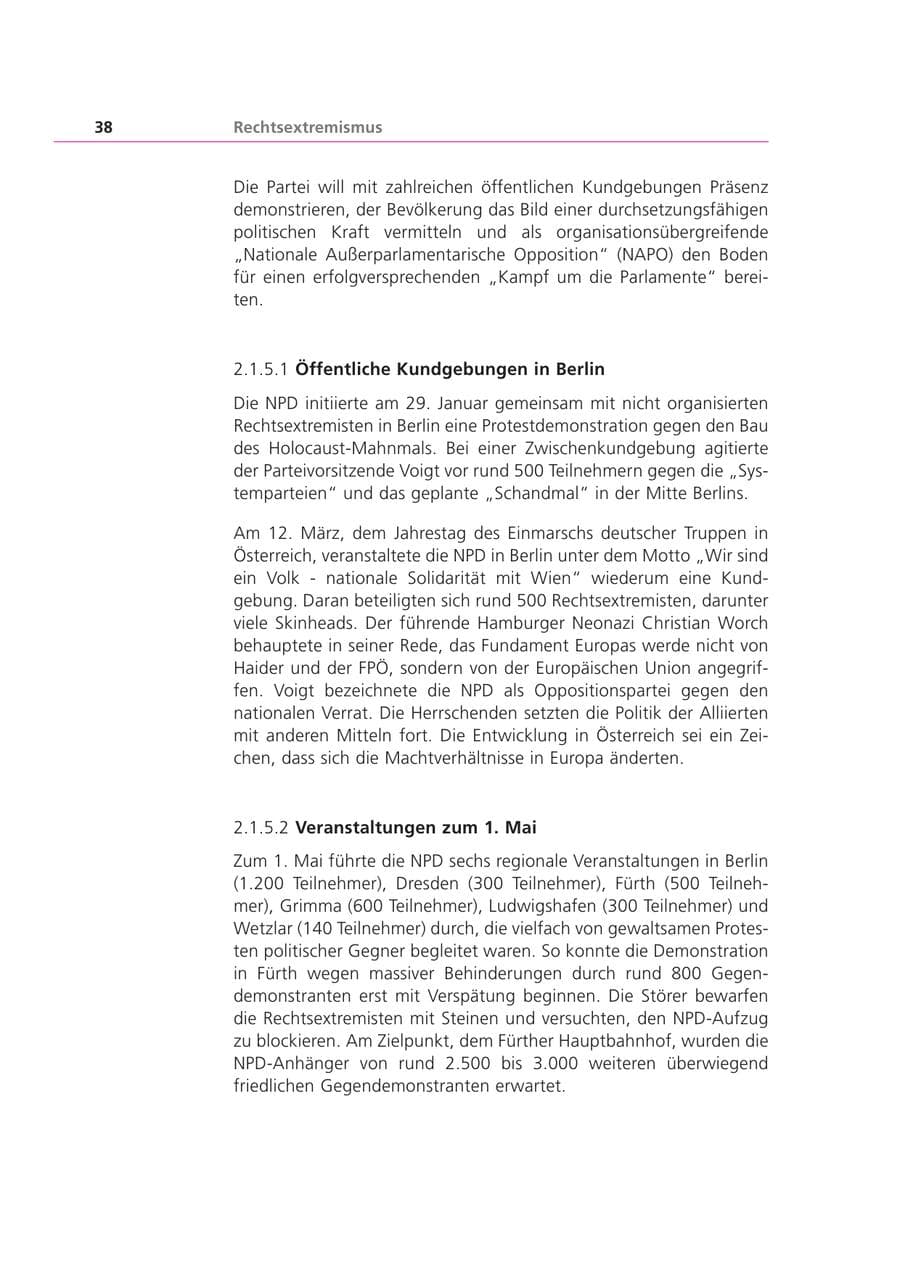 Seite 38 des Verfassungsschutzbericht 2000 Bayern