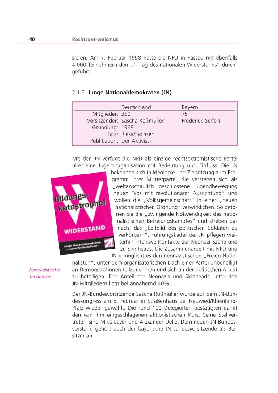 Seite 40 des Verfassungsschutzbericht 2000 Bayern
