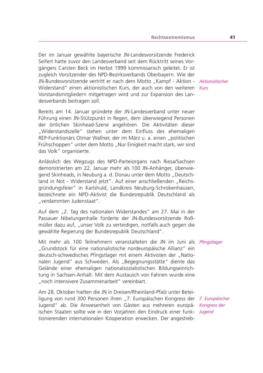 Seite 41 des Verfassungsschutzbericht 2000 Bayern