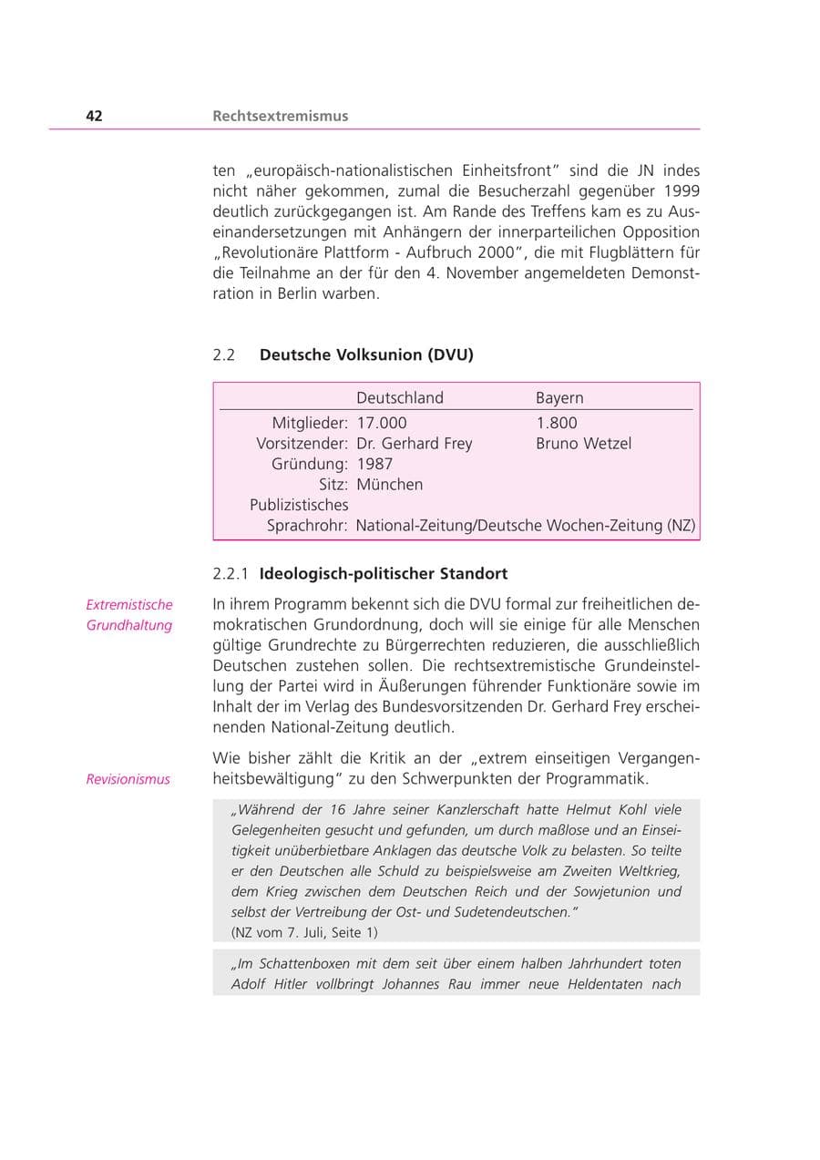 Seite 42 des Verfassungsschutzbericht 2000 Bayern