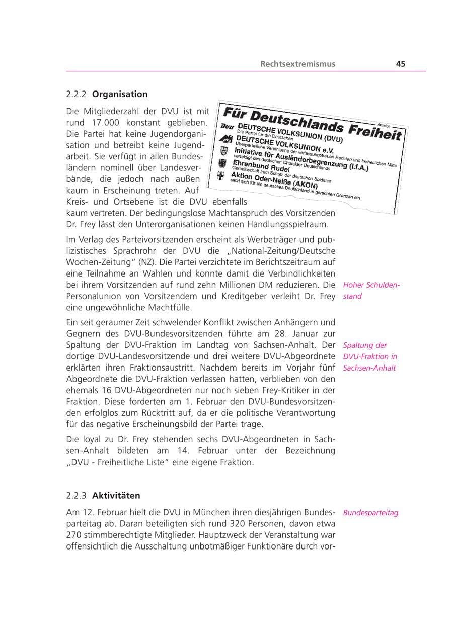 Seite 45 des Verfassungsschutzbericht 2000 Bayern