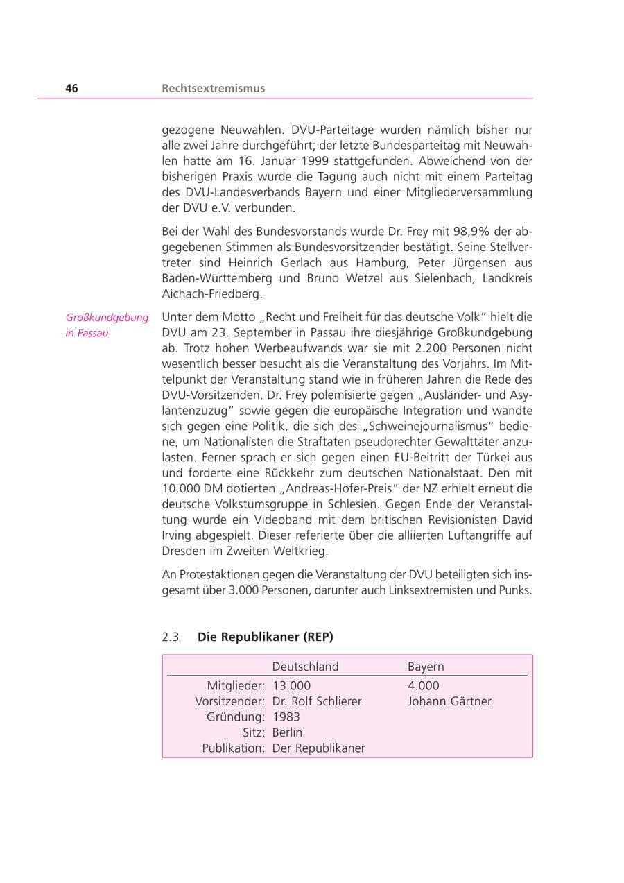 Seite 46 des Verfassungsschutzbericht 2000 Bayern