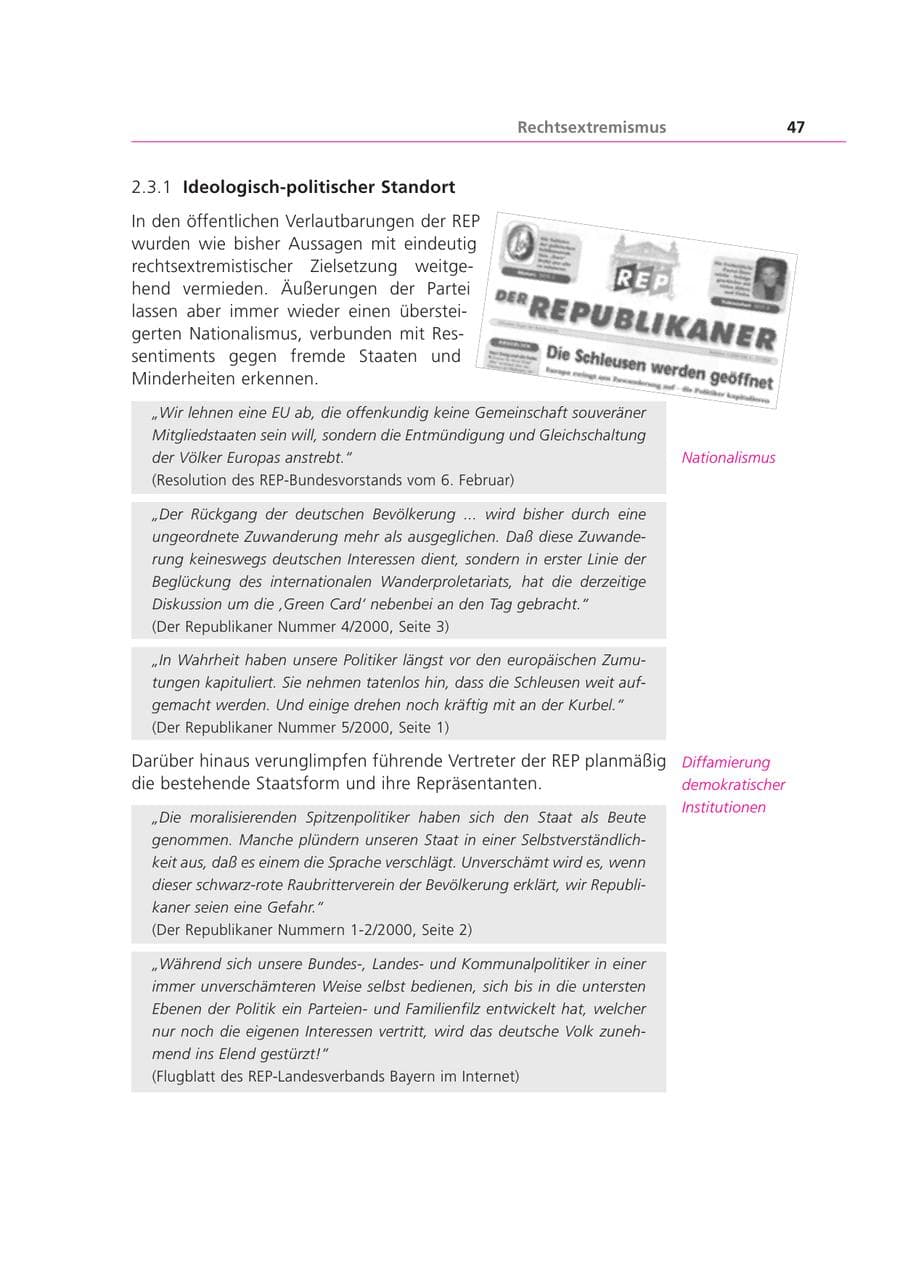 Seite 47 des Verfassungsschutzbericht 2000 Bayern