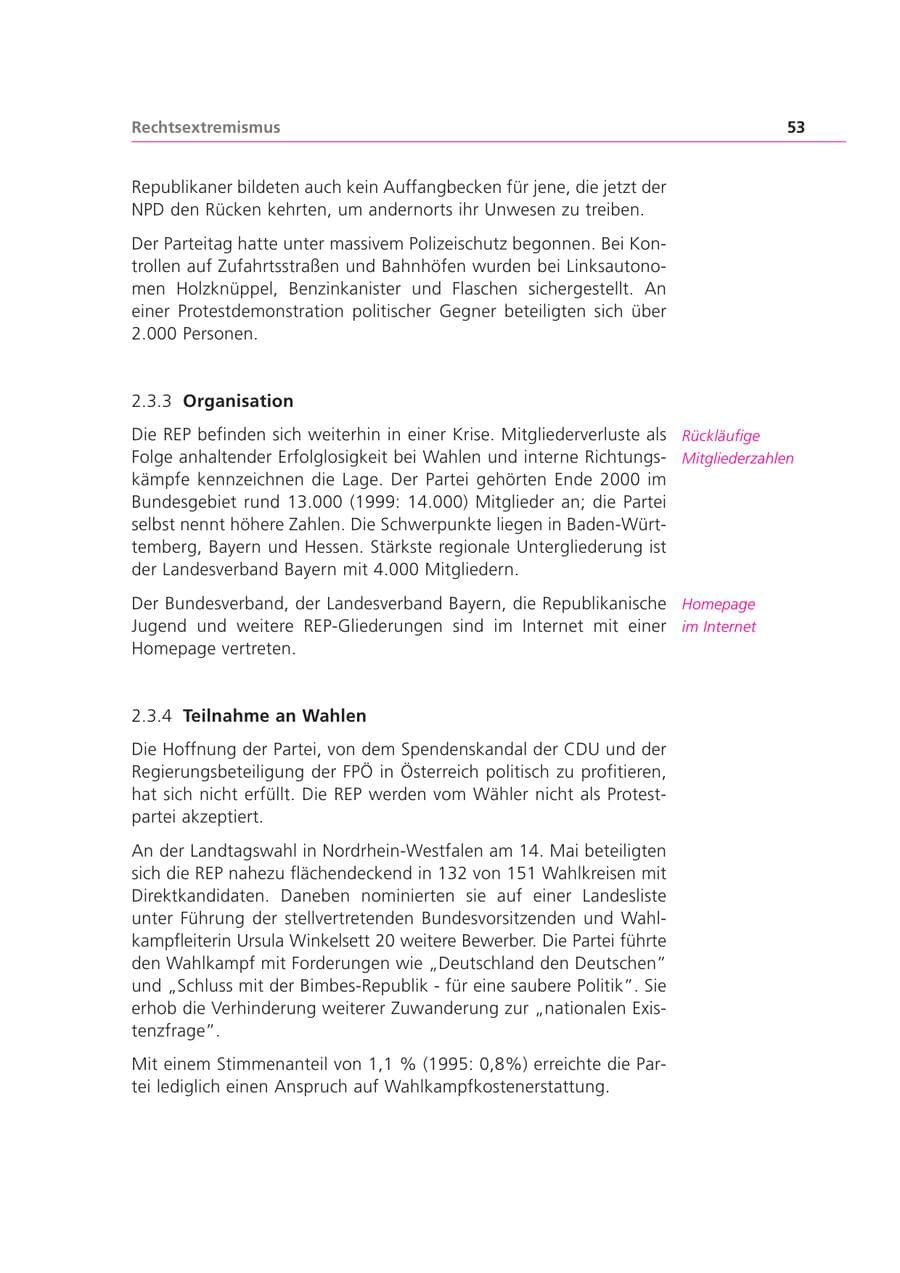 Seite 53 des Verfassungsschutzbericht 2000 Bayern