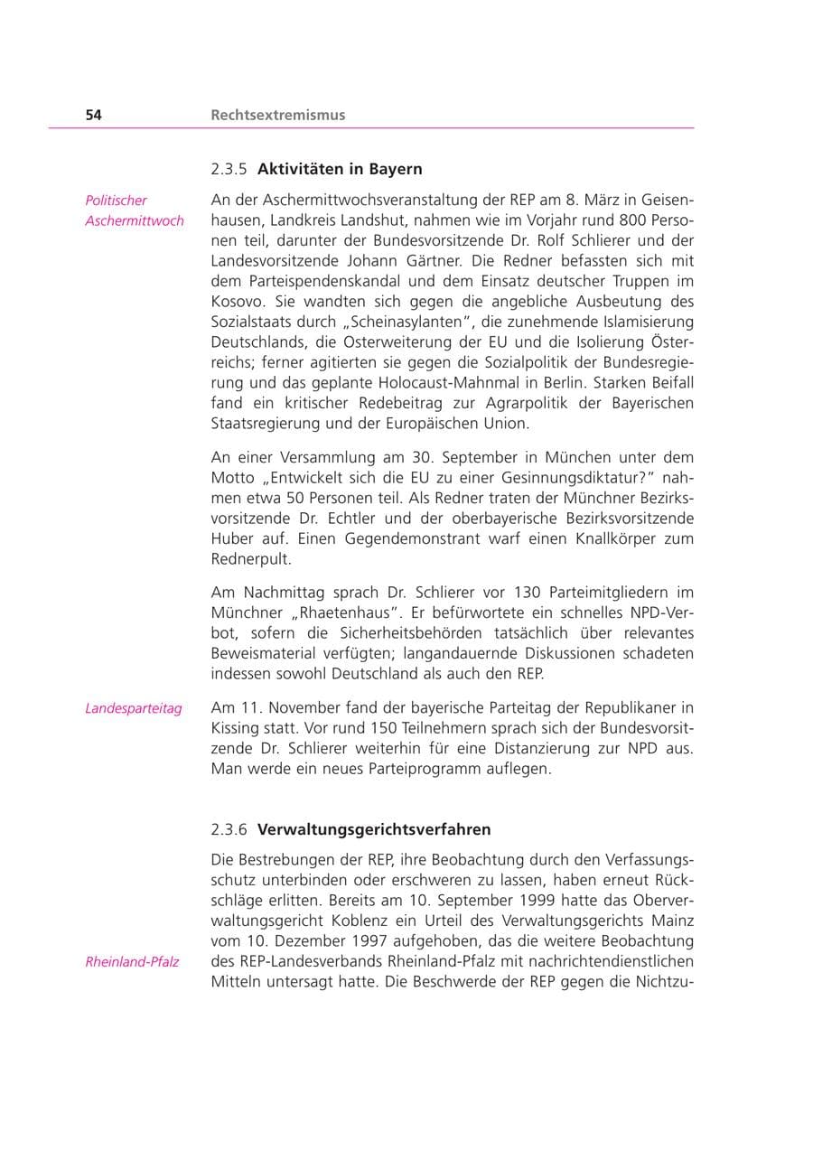 Seite 54 des Verfassungsschutzbericht 2000 Bayern