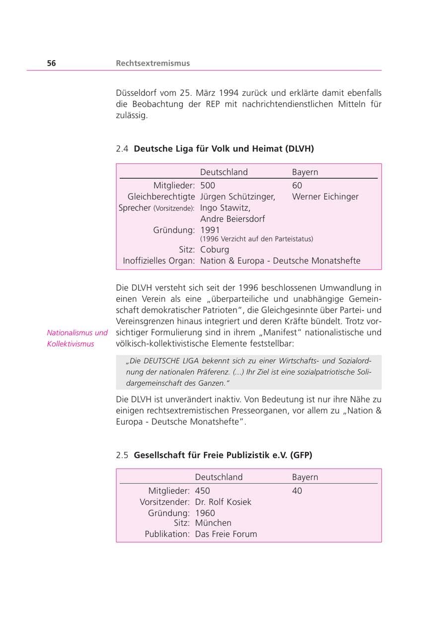 Seite 56 des Verfassungsschutzbericht 2000 Bayern