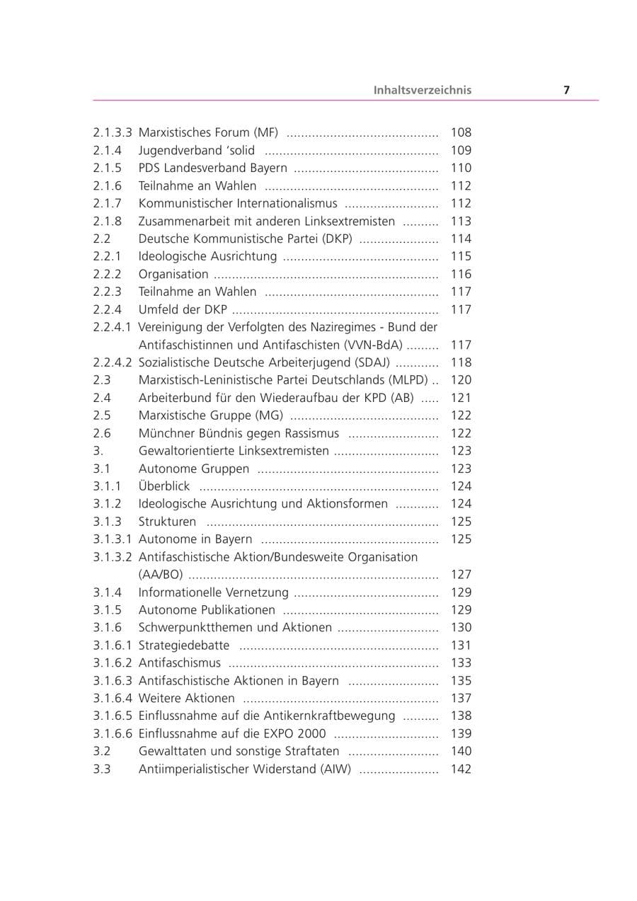Seite 7 des Verfassungsschutzbericht 2000 Bayern
