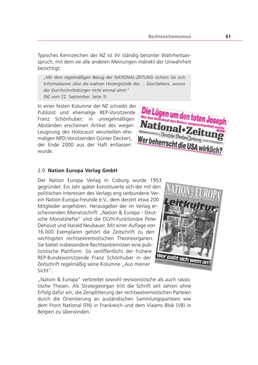 Seite 61 des Verfassungsschutzbericht 2000 Bayern