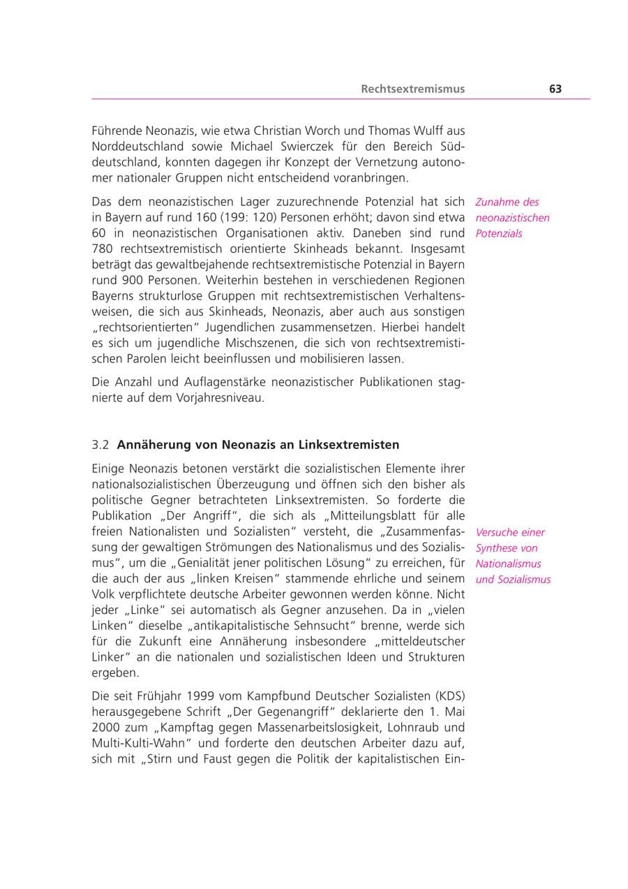 Seite 63 des Verfassungsschutzbericht 2000 Bayern