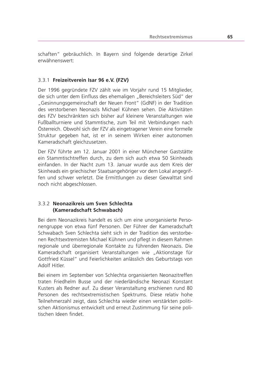 Seite 65 des Verfassungsschutzbericht 2000 Bayern