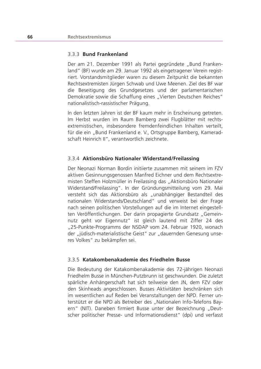 Seite 66 des Verfassungsschutzbericht 2000 Bayern