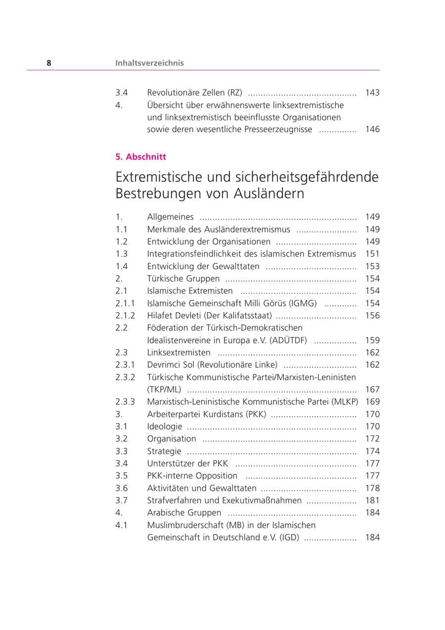 Seite 8 des Verfassungsschutzbericht 2000 Bayern