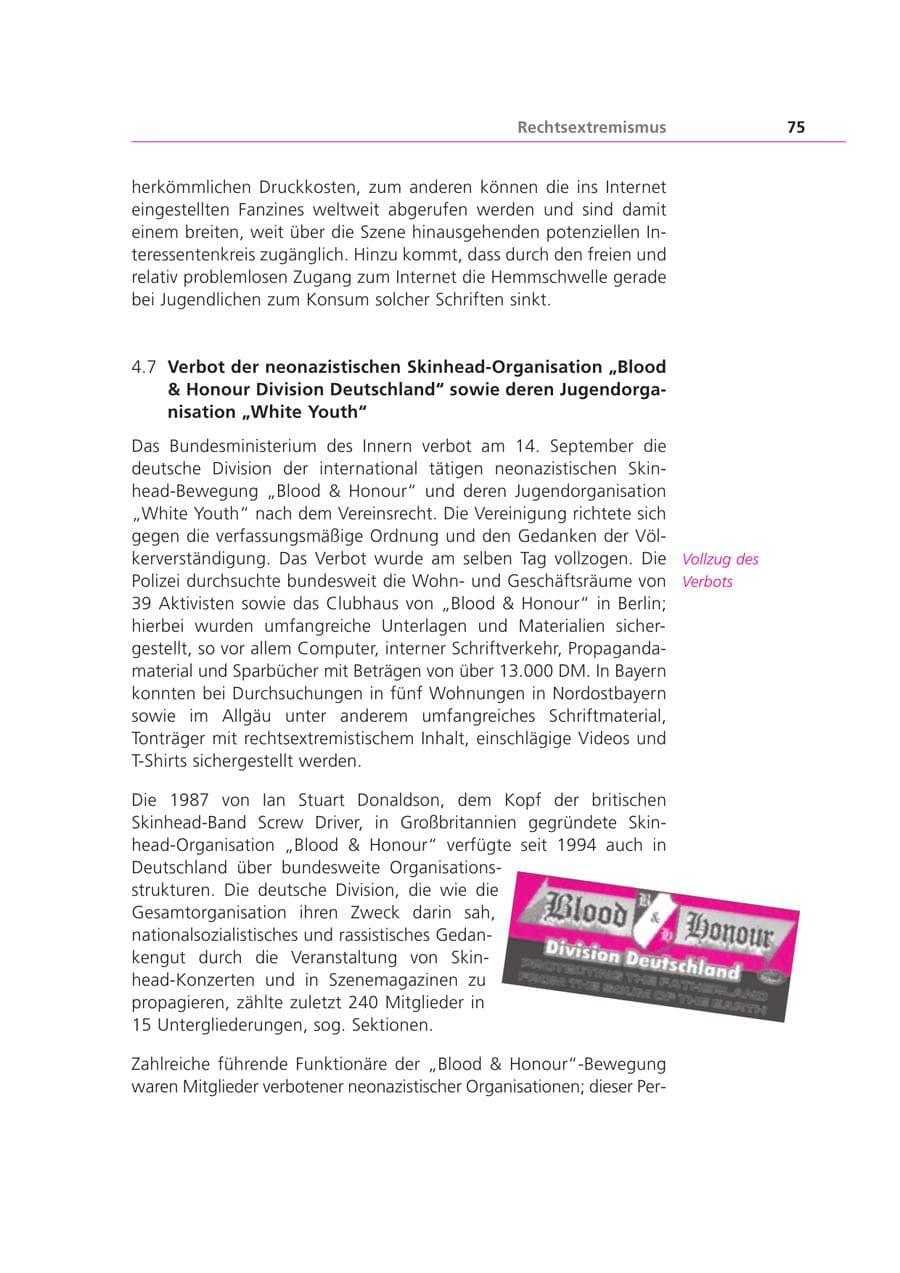 Seite 75 des Verfassungsschutzbericht 2000 Bayern