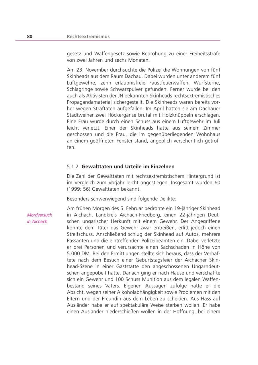 Seite 80 des Verfassungsschutzbericht 2000 Bayern