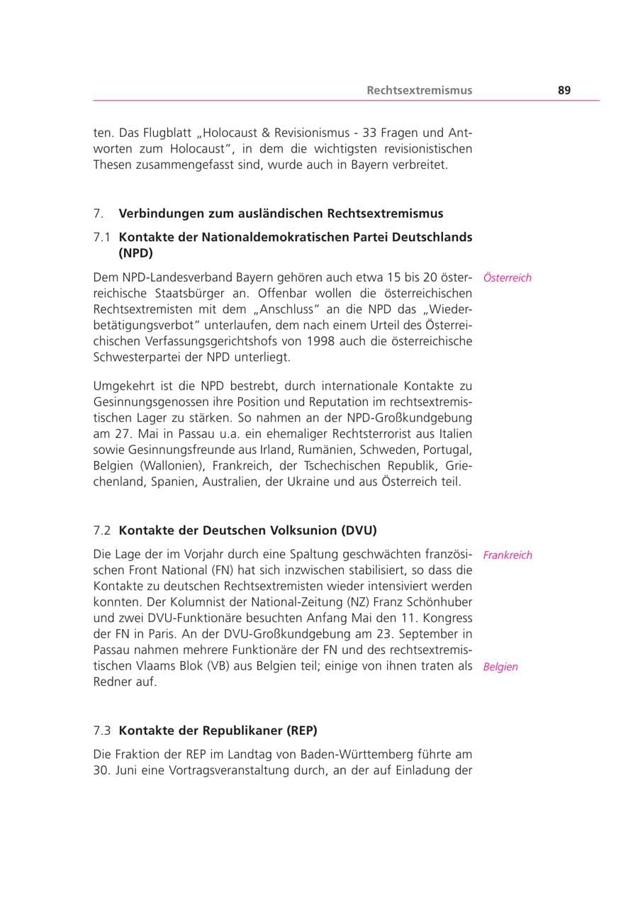 Seite 89 des Verfassungsschutzbericht 2000 Bayern