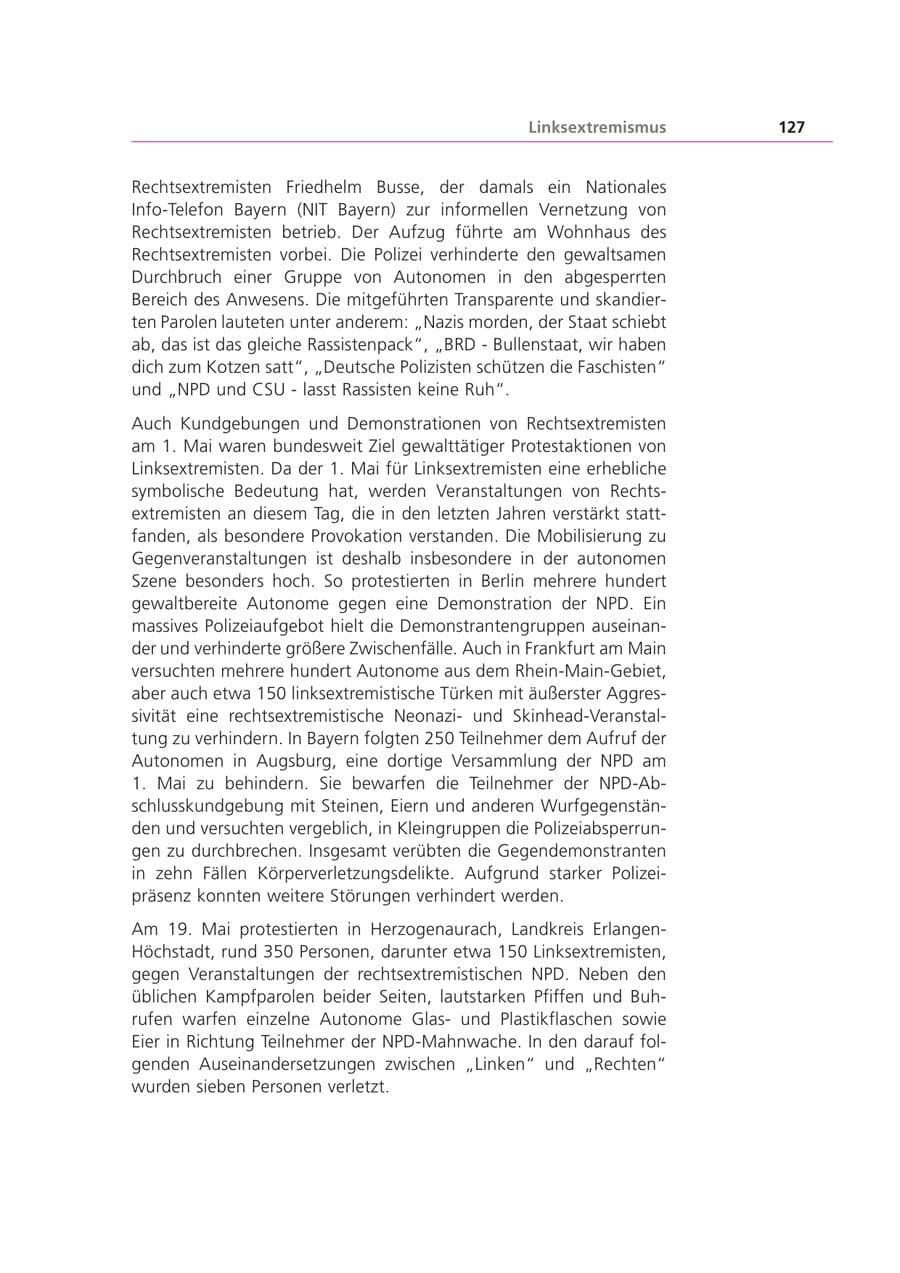 Seite 128 des Verfassungsschutzbericht 2001 Bayern