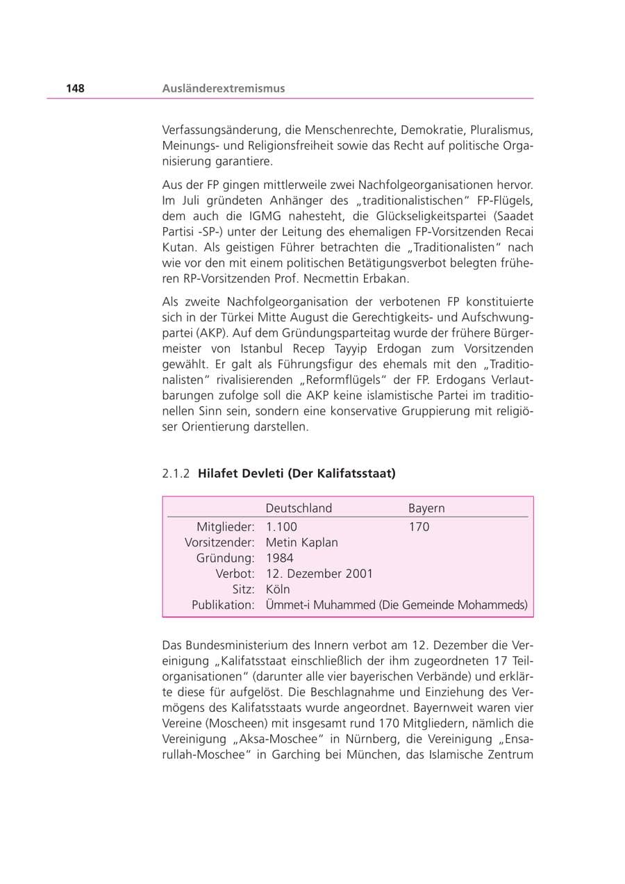 Seite 149 des Verfassungsschutzbericht 2001 Bayern