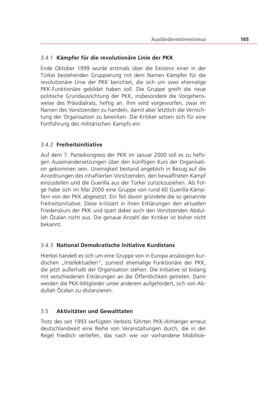 Seite 166 des Verfassungsschutzbericht 2001 Bayern